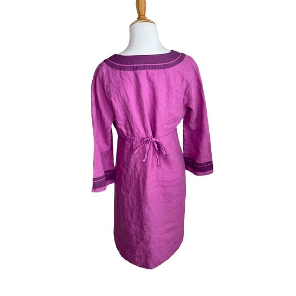 Athleta  Lanai  Linen V Neck Dress Purple Tunic Nature Beach Lagenlook Sz Small - Picture 3 of 9